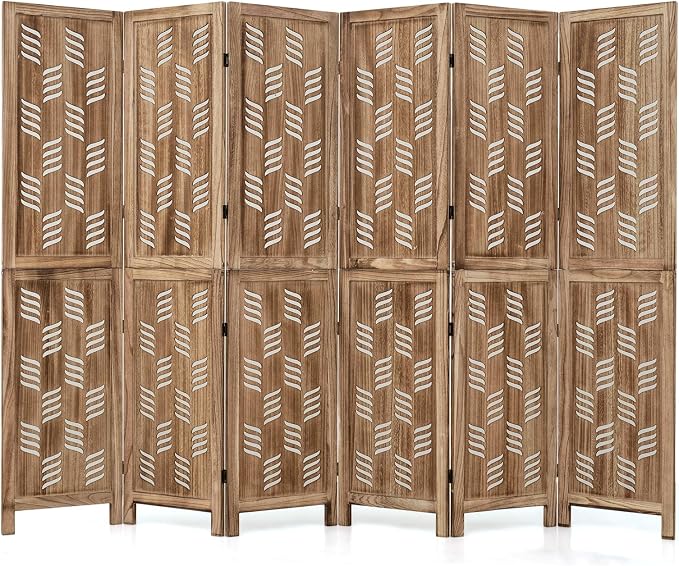 GIANTEX 6 Panel Folding Room Divider, Wood Privacy Screen by Giantex