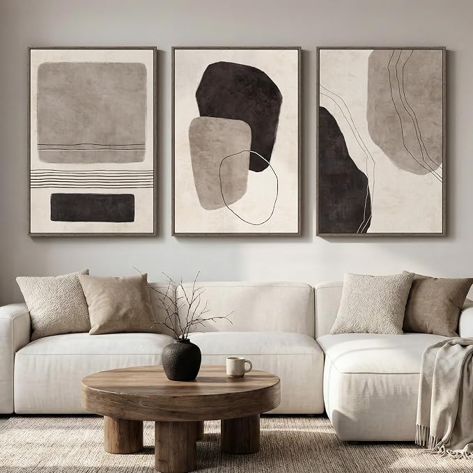Large Framed Neutral Abstract Wall Art by Cuspin