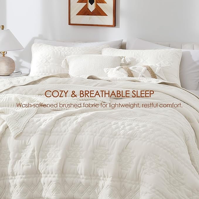 WDCOZY Boho Ivory Twin Quilt Size Bedding Sets - Image 6