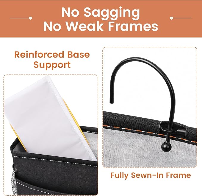 Bedside Caddy for Dorm Bed, Bedside Storage Bag Hanging Organizer | Metal Frame - Image 7