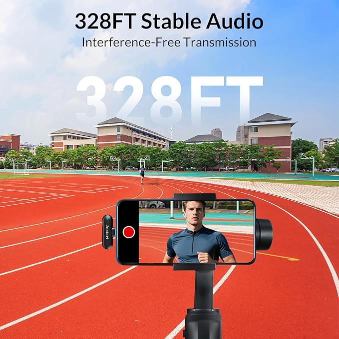 JOSTART Wireless Mini Microphone for iPhone & Android,Using AI Smart Noise Reduction Technology - Wireless Lavalier Microphone for YouTube Podcast Vlogging Tiktok-Black