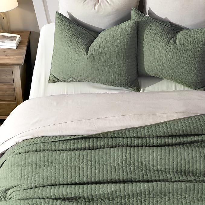 Cross Stitch Pre-Washed Cotton Quilt Bedding Set King Size, Oversized 3 Pieces - Image 4