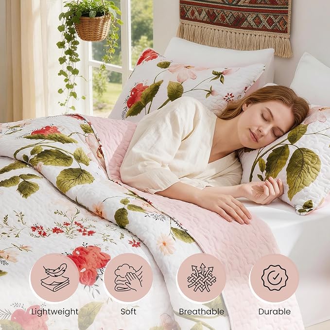 EXQ Home Printed Quilt Set Full Queen Size Monet Graden Bedspread Set | Bedding - Image 3