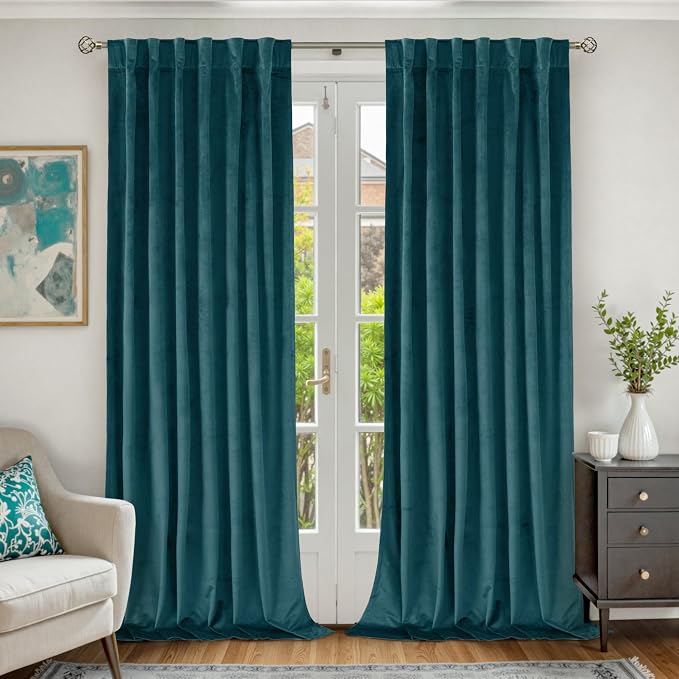 BGment 80 inch Teal Velvet Blackout Curtains by BGment