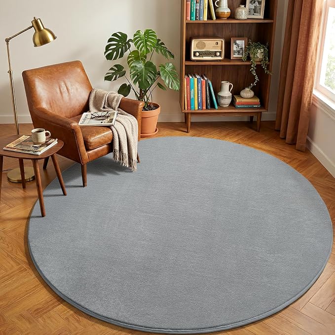 Grey Round Area Rugs 4ft Circle Rugs by AmeareaDirect