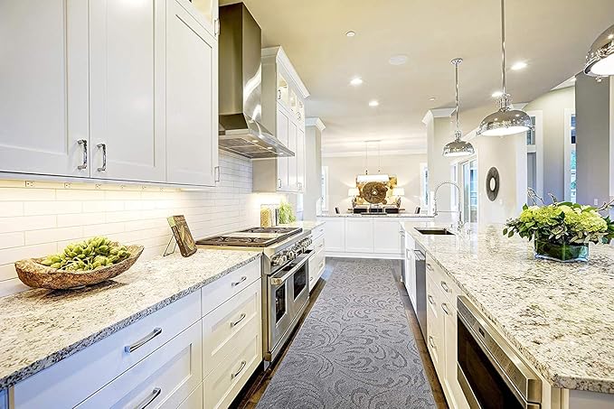 Custom Length Hallway Runner Rug,Slip Resistant,Floral Grey, 26 Inch X 3 feet, Doormat, Sold and Priced Per Foot