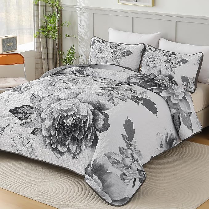 WONGS BEDDING Quilt Queen Size, Soft Microfiber Lightweight Farmhouse Bed Cover - Image 2
