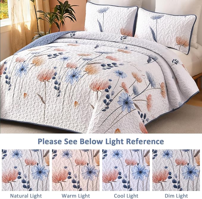 Dinjoy Quilt Set King Size, Soft Microfiber, Farmhouse Bedding - Image 3