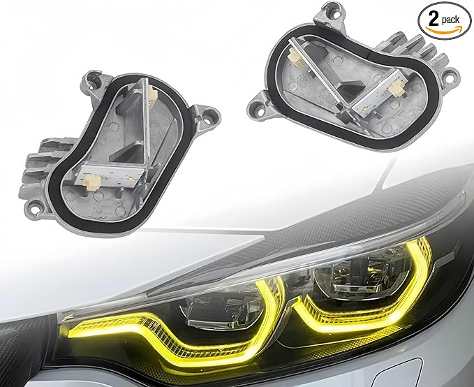 SOCAL-LED LIGHTING Yellow Angel Eye Daytime Running Light DRL Adaptive Headlight Insert Diode Module LED Control Unit Fit for BMW 2018-2020 F80 M3 F83 F82 M4 LCI, Pack of 2