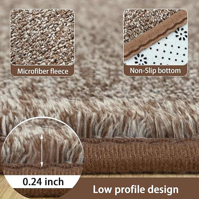 2x8 Runner Rug for Hallway, Long Runner Rugs Non Slip, Matte Brown | Soft - Image 6