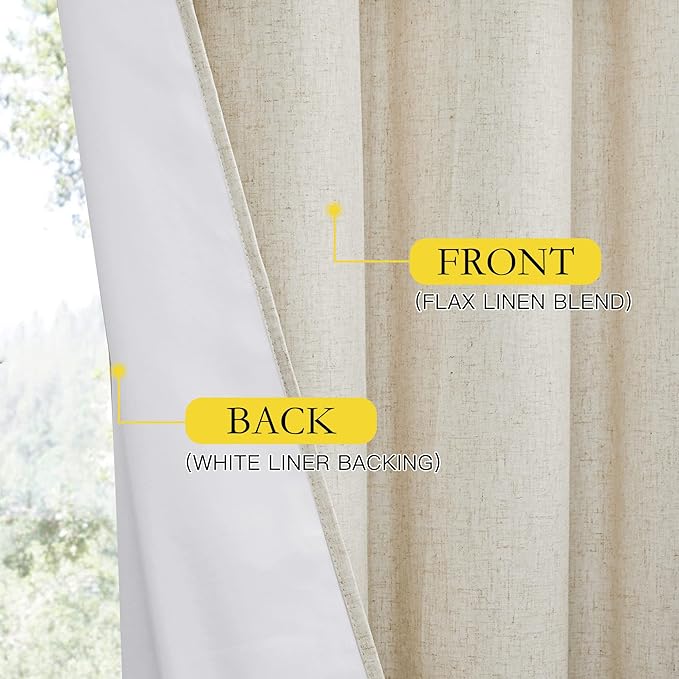 NICETOWN Natural 100% Blackout Short Curtains 63 inches Lenghth Burg - Image 7