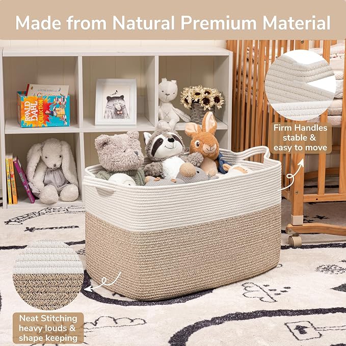 Goodpick 85L Large Woven Rope Blanket Basket, Toys & Clothes, Nursery & Bedroom - Image 6