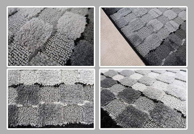 Custom Length Hallway Runner Rug,Slip Resistant,Checkered Black, 26 Inch X 4 feet, Doormat, Sold and Priced Per Foot