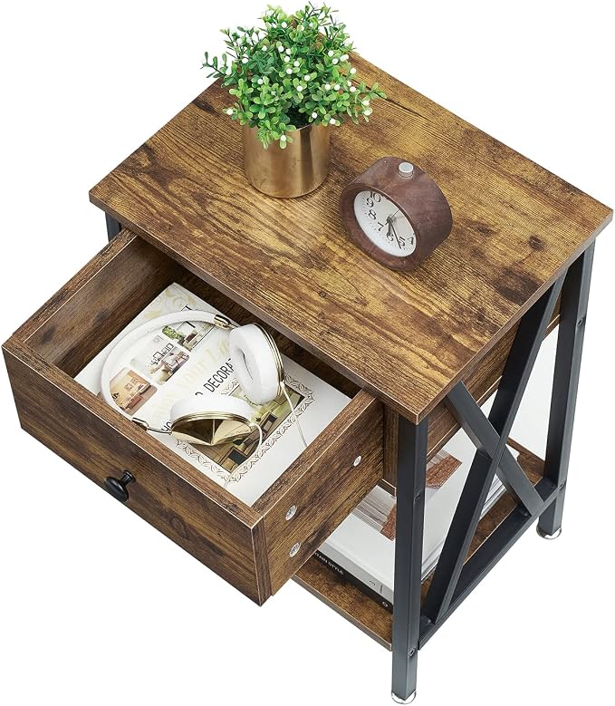 VECELO Nightstand, Modern Bedside End Table, Night Stand - Image 7