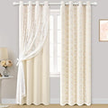 Yinhua Blackout Curtains for Bedroom Double Layer Beige Curtains for Living by yinhua