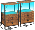 Nightstands Set of 2, LED Night Stand by LOAKEKEL
