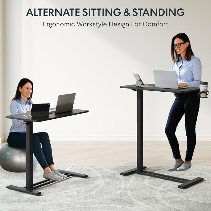 FLEXISPOT H7 32" Pneumatic Height-Adjustable Overbed Table - Image 11
