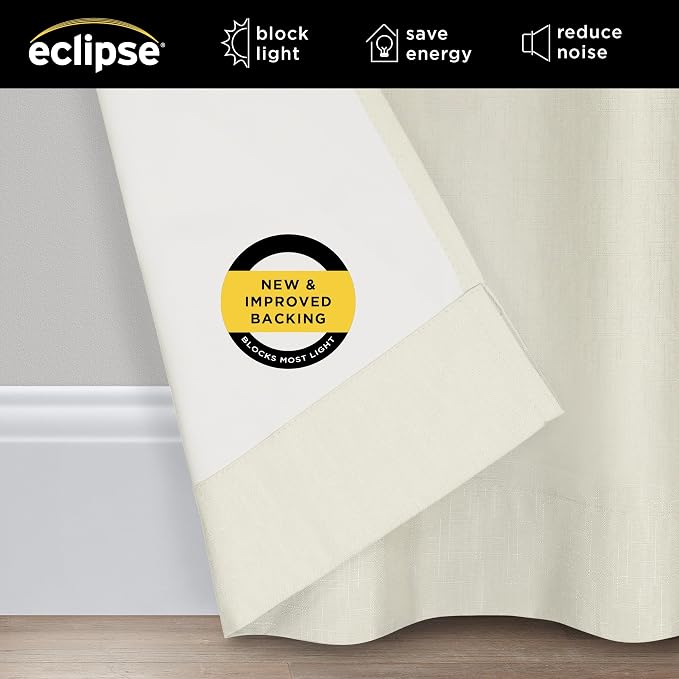 Eclipse Kendall Modern Blackout Thermal Rod Pocket Window Curtain, Insulating & - Image 3