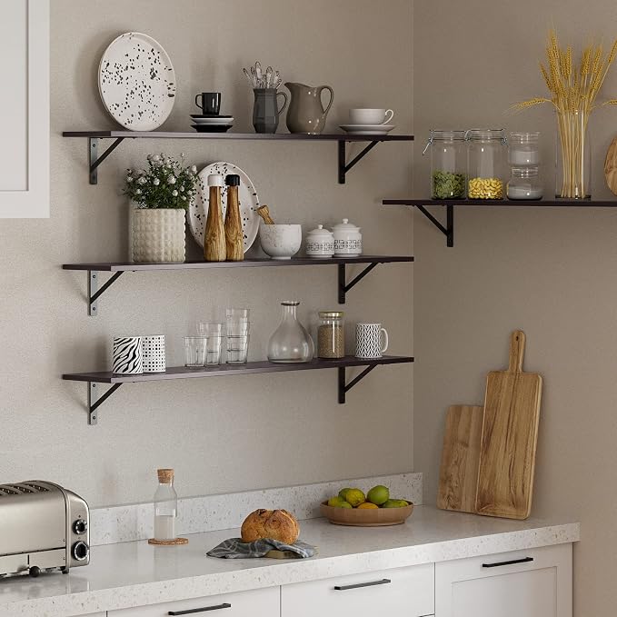 Long Wall Shelves, 55.1Inch Wooden Floating Shelves - Image 5