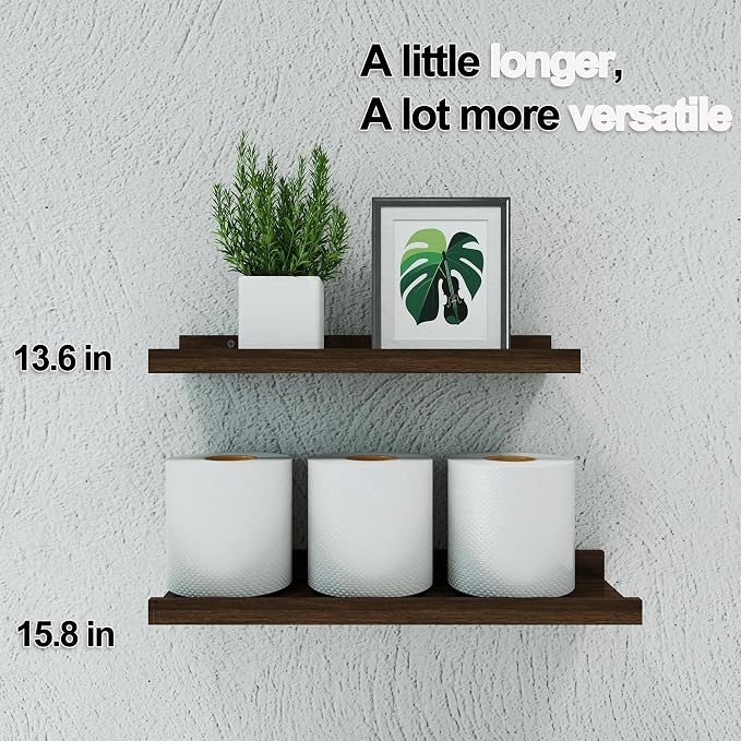 Walnut Floating Shelves for Wall Decor, 14 in Shelf - Image 5