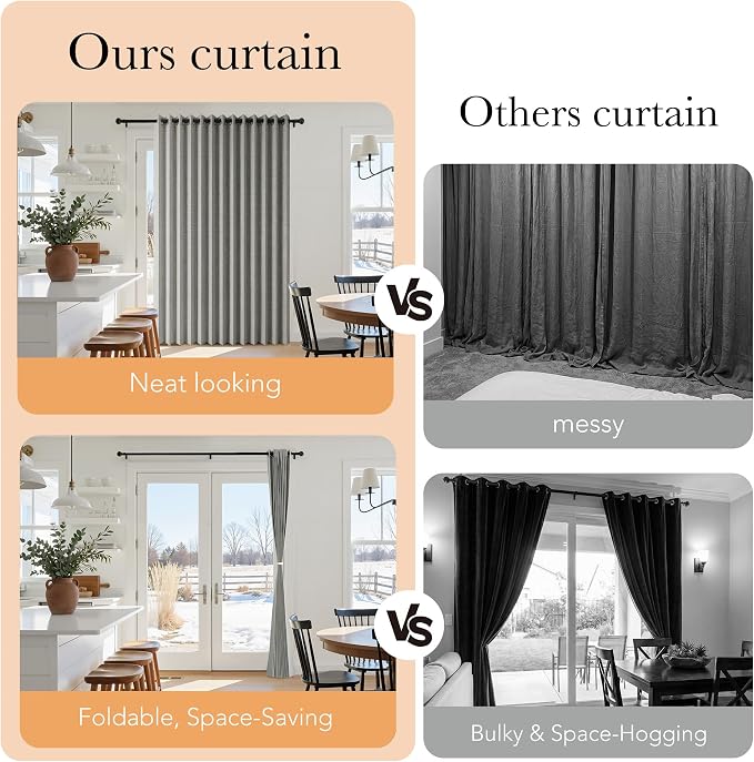 RYB HOME Accordion Style Room Divider Curtains 100% Blackout | Curtain - Image 6