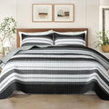 Whale Flotilla Reversible Black Print Quilt Twin Size by WHALEFLOTILLA