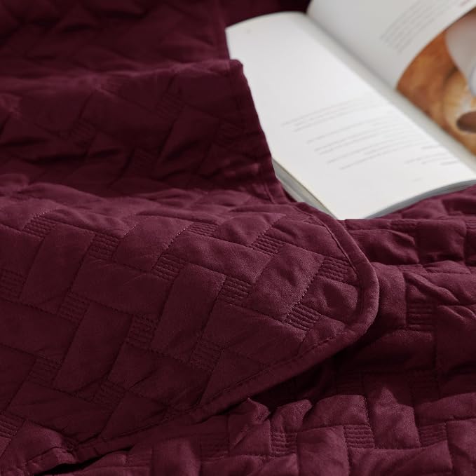 Bedsure King Size Quilt, Lightweight Comforter Set, Burgundy Red Bedspread | - Image 5