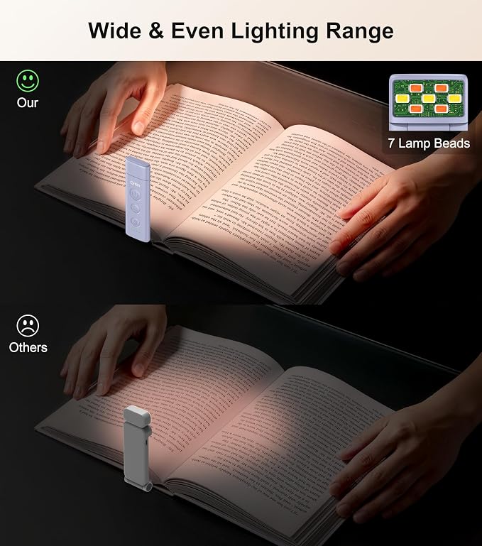 Gritin Book Light Rechargeable, Clip on LED Reading Light - Image 5
