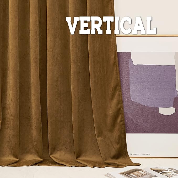 RYB HOME Gold Brown Fall Velvet Curtains - Image 5