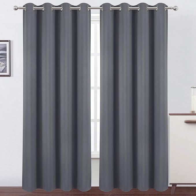 Blackout Curtains 66 x 95 inch/Grey Curtains Set of 2 Panels/Thermal Insulated by Lemomo