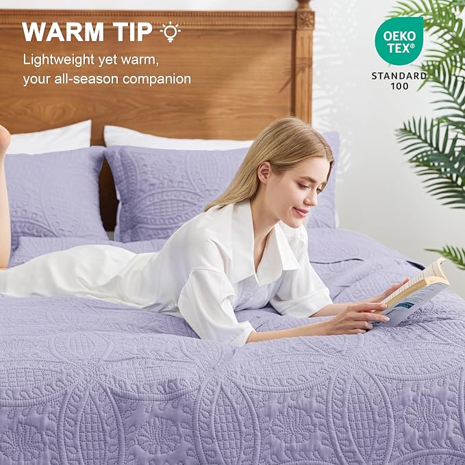 Love's cabin Twin Quilt Set Lavender Bedspreads Bedding Set - Image 4