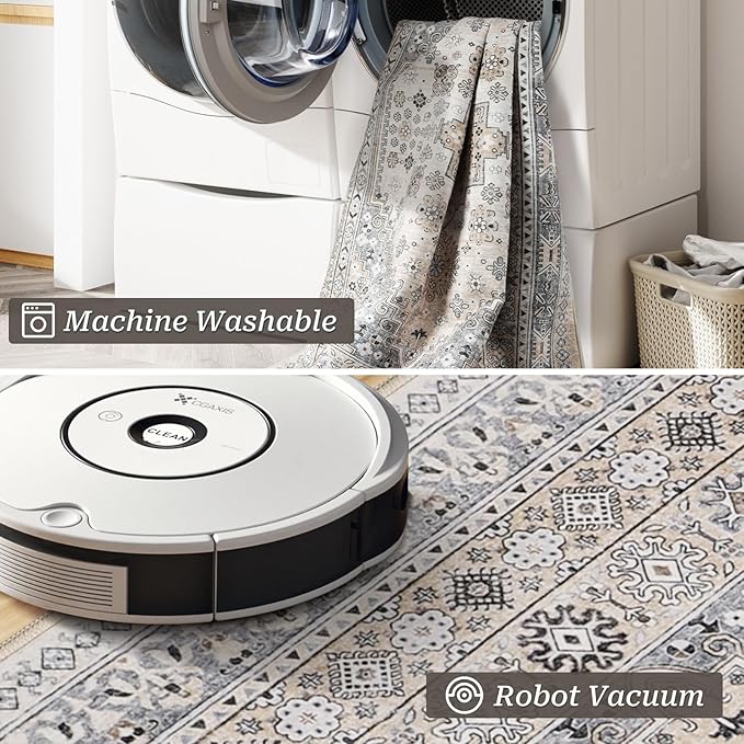 zesthome Washable Runner Rug 2.5x16 - Stain Resistant Entryway Rug,Ultra-Thin Kitchen Rugs, Anti Slip Backing Runner Rugs for Entrance Laundry Room Indoor Hallway (Beige,2.5'x16')