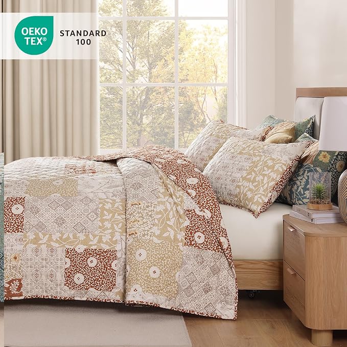 Twin Quilt Set-2 Pieces Soft Twin Bedspread Floral Patchwork Quilt | - Image 4