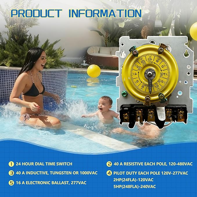 T104M Electromechanical Timer Switch Versatile Scheduling Manual Override,Mechanism Only