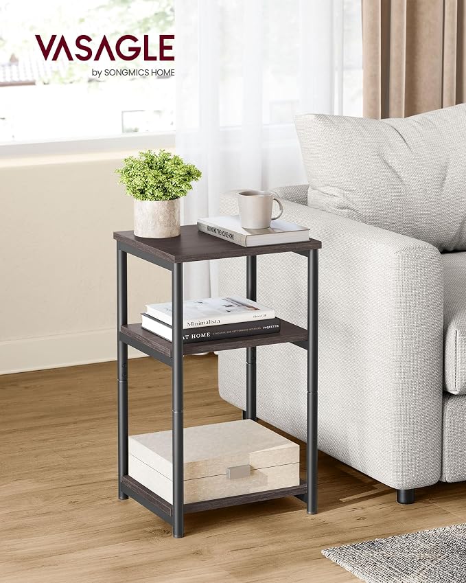 VASAGLE Side Table, Small End Table, Tall Nightstand, Steel Frame | - Image 4