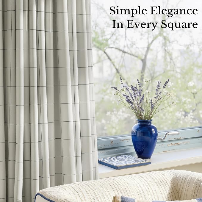 NICETOWN 100% Blackout Plaid Nursery Curtains, 2 Panels | Rod Pocket & Back Tab - Image 2