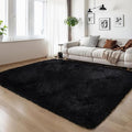 5x8 Thick Black Fluffy Shag Rug by KICHOWUA
