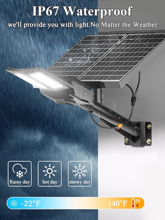 Ofuray OL-9600W Solar Street Lights Outdoor,Parking Lot Lights Commercial Dusk to Dawn up to 520,000Lm,40,000mah Big Power Solar Security Flood Remote Control with Motion Sensor for Street,Yark