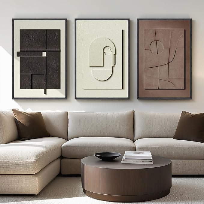 Large 3D Framed Abstract Wall Art Set, 3 Piece Modern Artwork - Image 4
