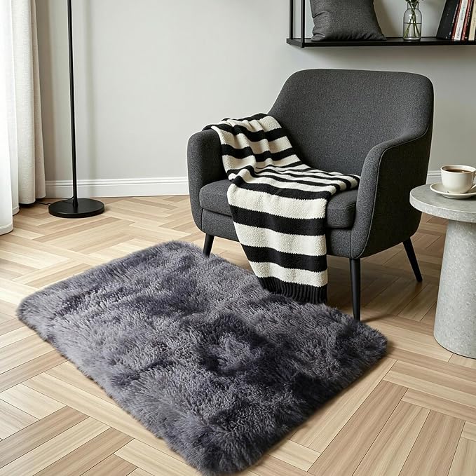 Dark Grey Fluffy Shag Rug 2x3, kids room, and baby - Image 6