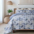 SLPR - Blue and Gray Chevron Heather Quilt Set, Twin by SLPR