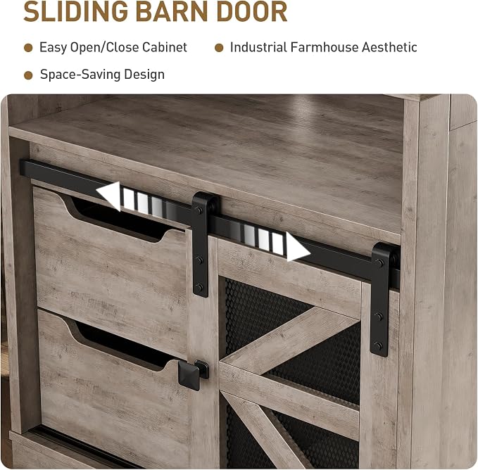 Farmhouse End Table with Charging Station, Sofa Side Table with 2 Drawers and - Image 5