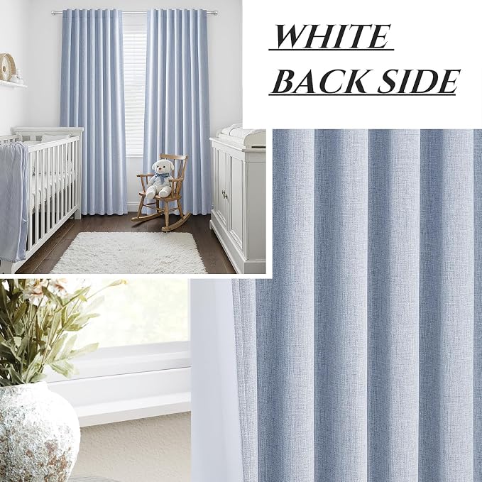 Dusty Blue Blackout Nursery Curtains 108 Inch Tall Length - Image 6