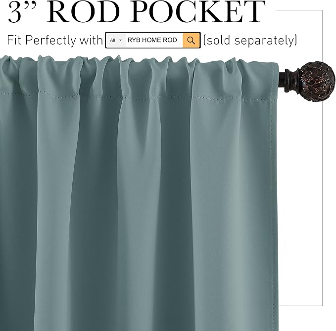 RYB HOME Short Blackout Privacy Curtains 30 inch Long - Image 2