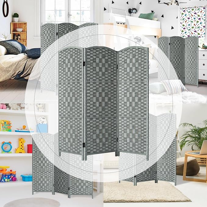HALLYBEE Short Room Divider, Small Folding Privacy Screens, 3 Panel Grey | - Image 6