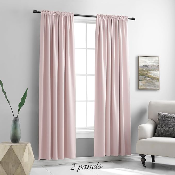 Blush Pink Curtains 80 Inches Long - Image 2