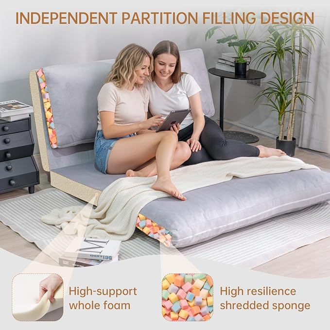 Cvortll 4-in-1 Folding Sofa Bed, Memory Foam Bean Bag Chair, Large Convertible - Image 8