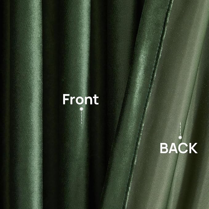 PRIMROSE Emerald Olive Green Velvet Curtains 108 inch Long - Image 6