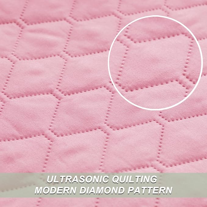 Exclusivo Mezcla Reversible California King Quilt Set, Bright Pink | - Image 4