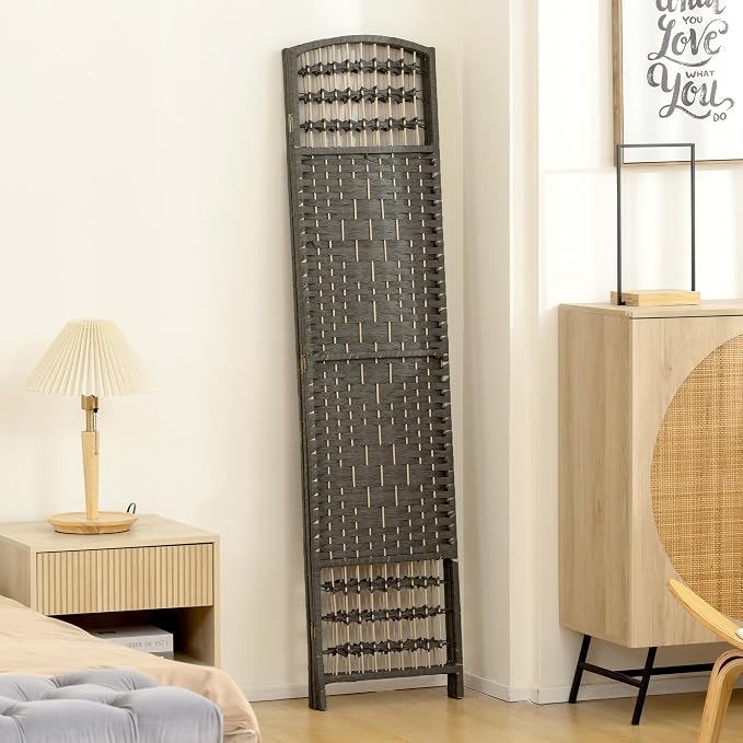 HOMCOM 3 Panel Room Divider, Folding Privacy Screen, Dark Gray | Room Separator - Image 9